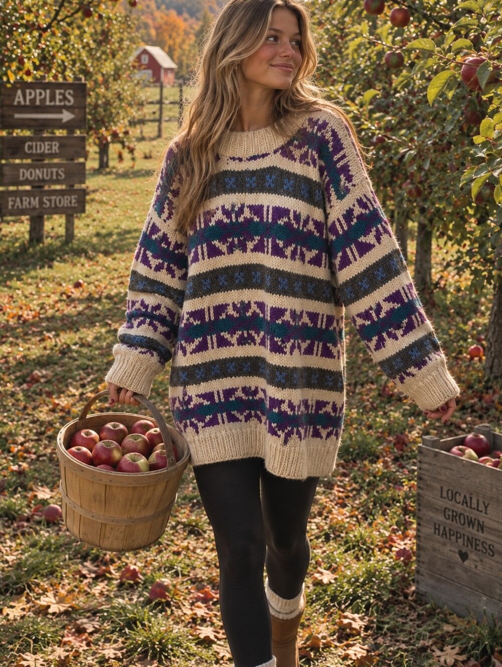 Womans GORGEOUS, Wool, Warm, Oversized  Multicolor Patterned Sweater